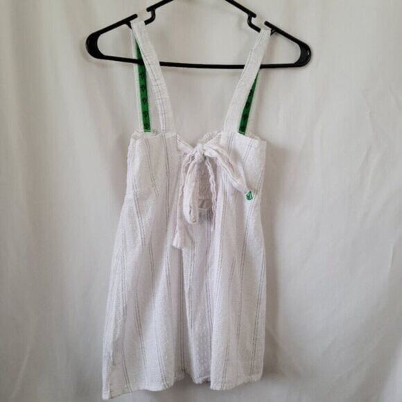 Volcom Medium Strappy white tank Cami Fair Lady Top Cotton Blend ruched tie EUC - Picture 1 of 8
